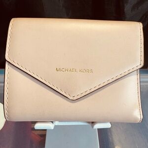 Michael Kors Cream Wallet with Textured Leather and Envelope Closure